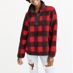 NWT Abercrombie & Fitch buffalo plaid Sherpa pullover XS
